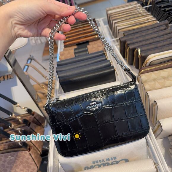 Coach Handbags - NWT Coach Nolita 19 CN382 Crocodile-embossed leather Silver/Black